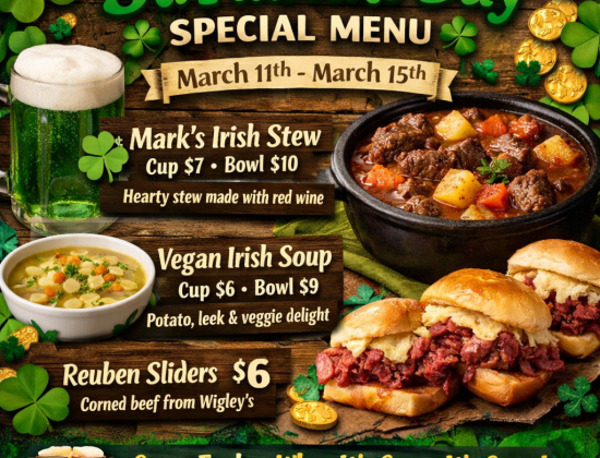 2026 March St Patricks Day Menu